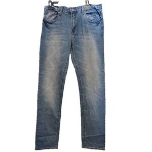 Carbon‎ Jeans Mens 34x34 Blue Denim Freedom Flex Relaxed Straight Stone Washed